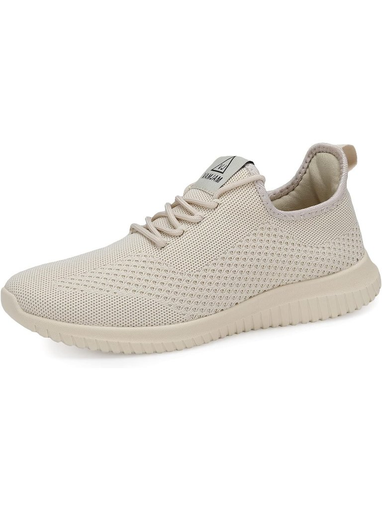 Men's All Off White Mesh Ultra Lightweight Breathable Non Slip Athletic Sneaker